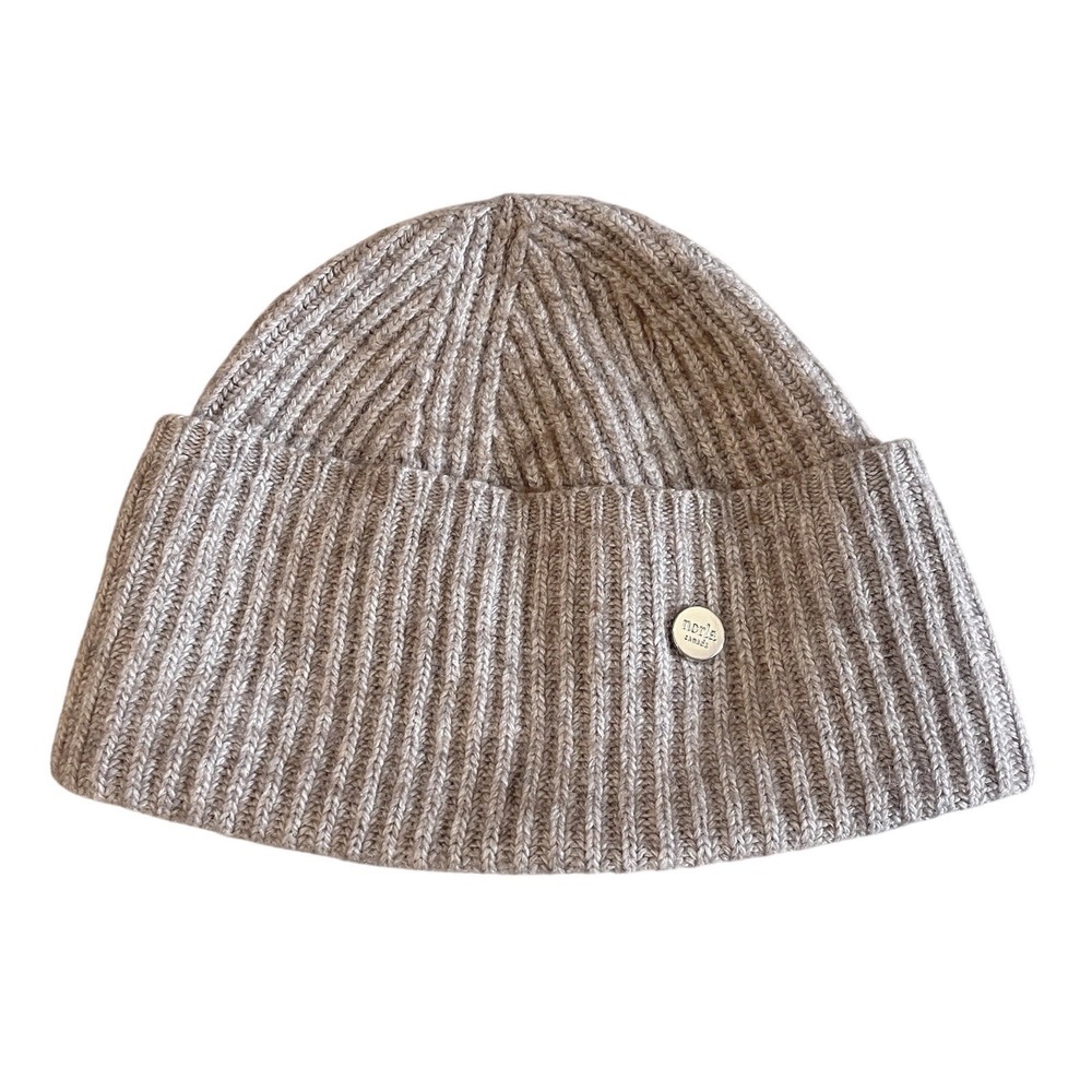 Norla Canada Cashmere Cotton‎ Blend Tan/Gray Beanie Winter Hat Ski